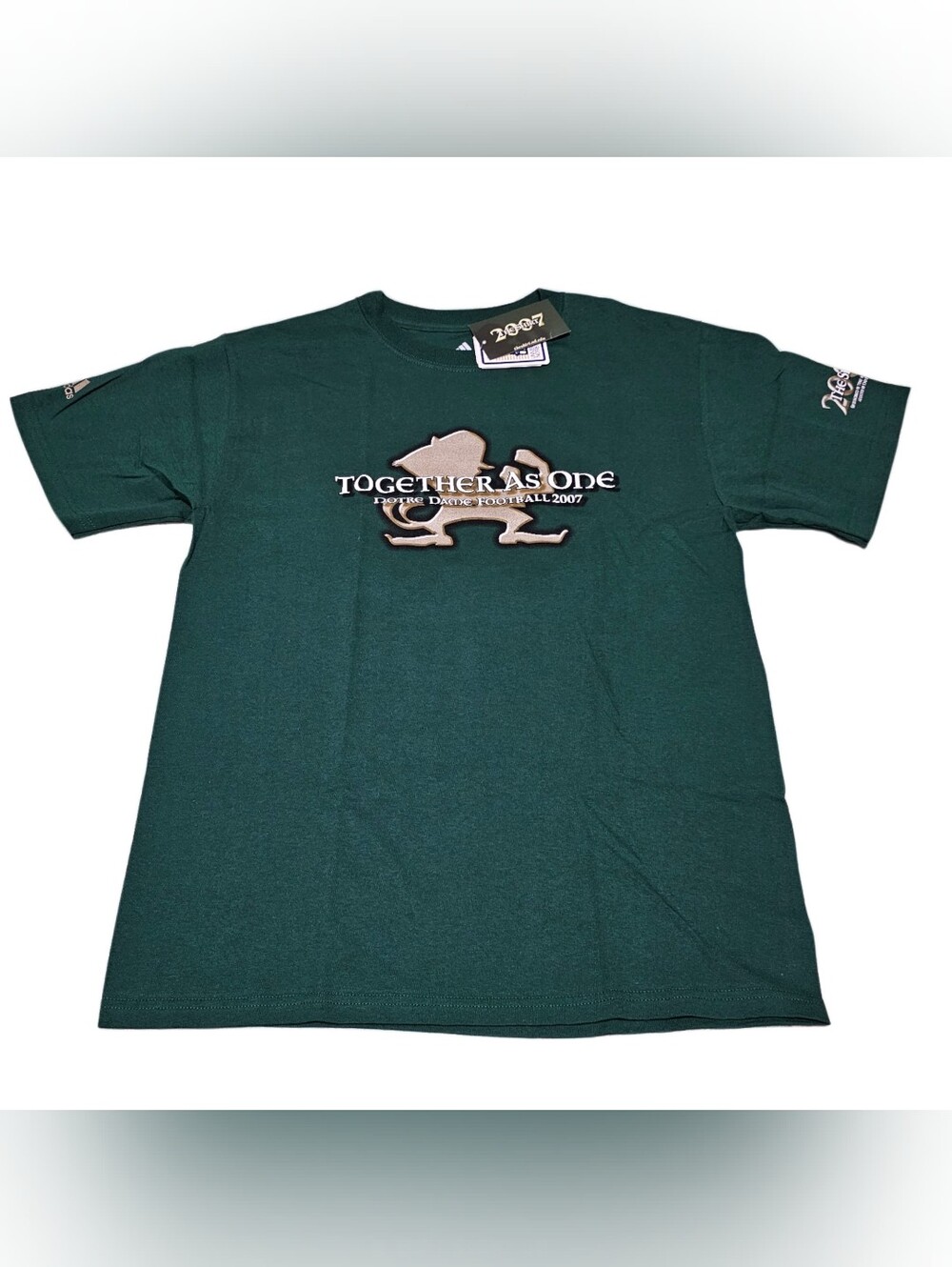 New Notre Dame Fightin Irish Football 2007 T-Shirt Men Small Green Tradition Tee